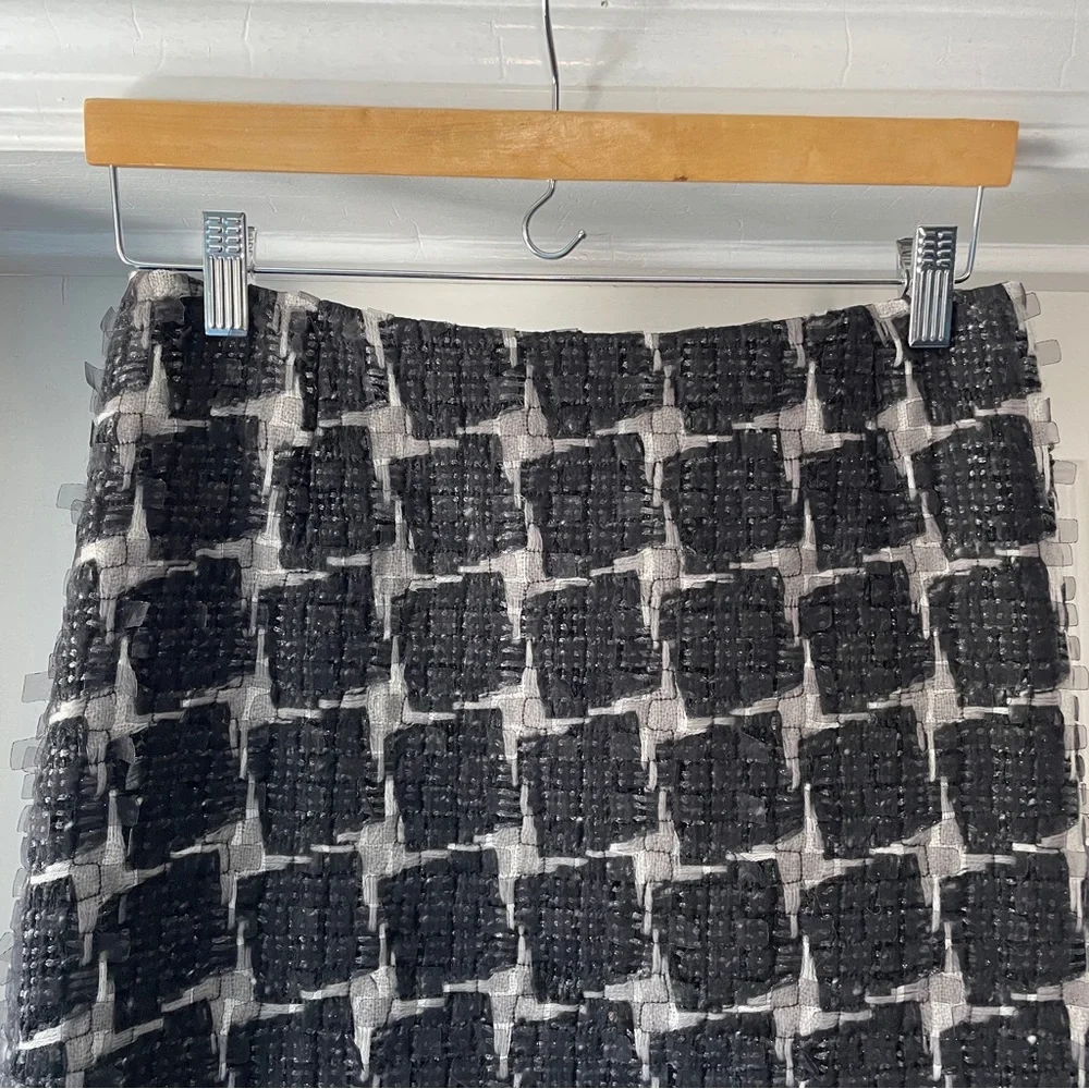 Per Se Wool Black Grey Tweed Shimmer Silver Pencil Mini Skirt Size 4